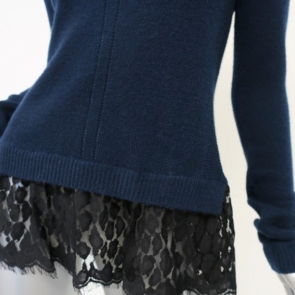 Autumn Cashmere Lace-Hem Sweater Navy Size Small - Picture 5 of 5